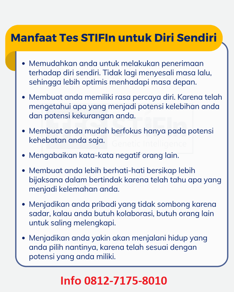 manfaat tes stifin diri sendiri